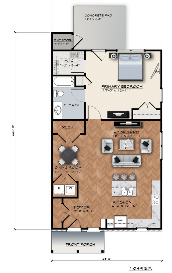 Apartment floor plan, level 01
